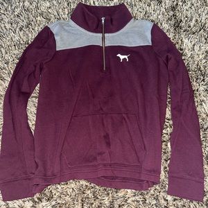Size medium. Pink Victoria Secret. Purple and gray quarter zip with front pocket